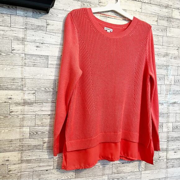 CROFT & BARROW Melon-Pink Pullover Sweater With Hem Detail, XXL - Picture 5 of 10